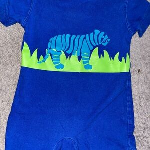 Vintage Class Club Blue and Green Graphic Onesie